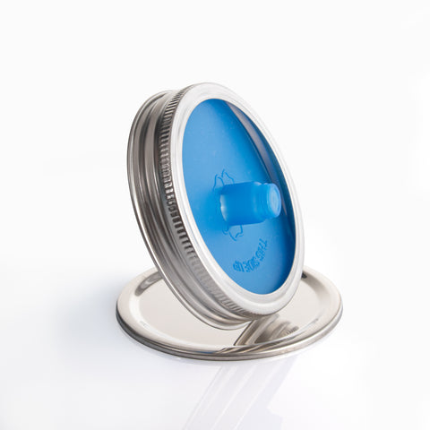 One-way airlock fermentation lid for glass jar [WITH STAINLESS STEEL BAND]