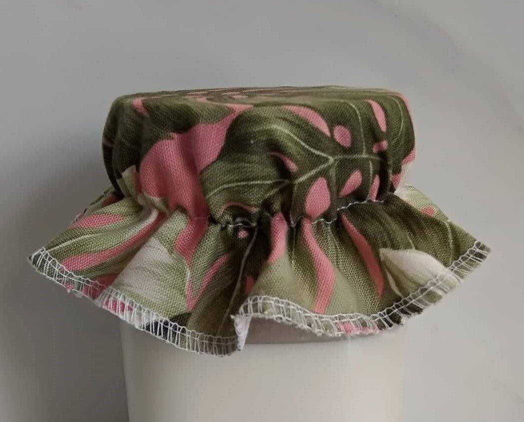 Elasticated Cotton Lid green/pink